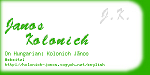 janos kolonich business card